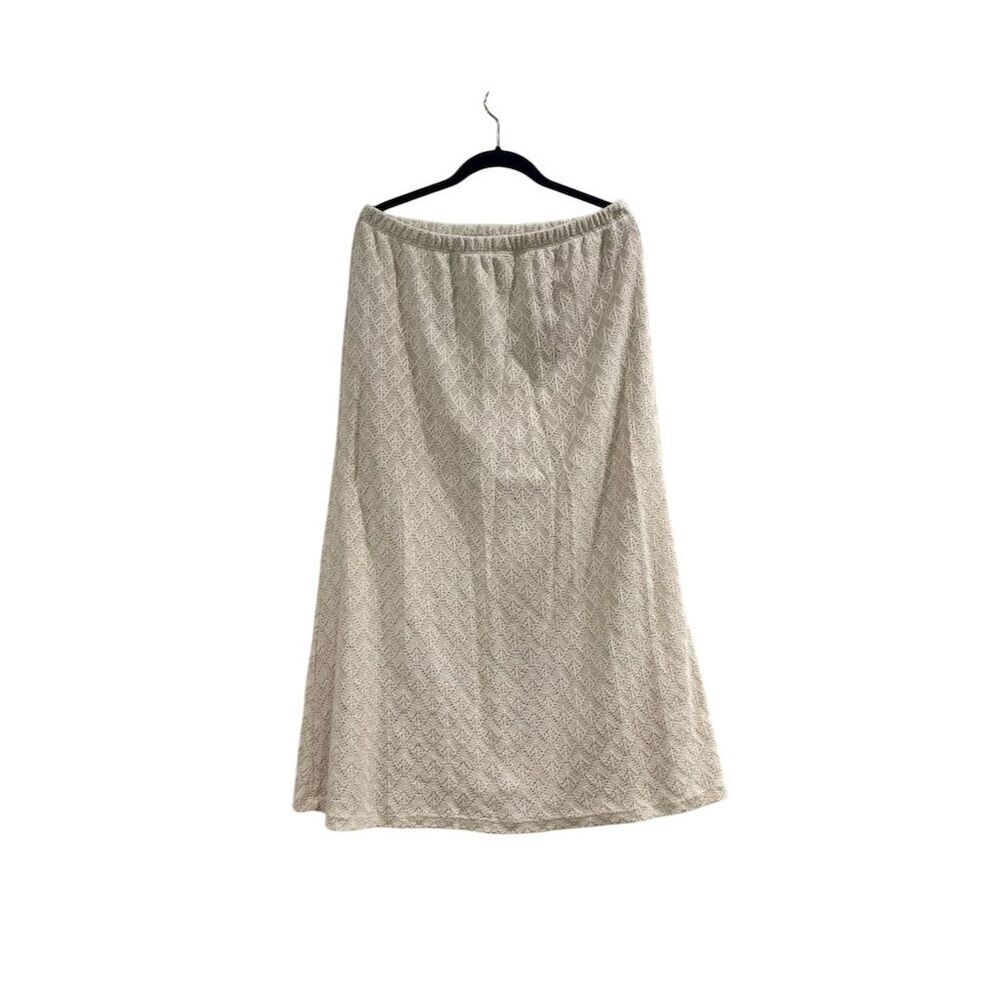 Final Touch Women's Ivory Textured Maxi Skirt Size L Casual Formal - Picture 2 of 4